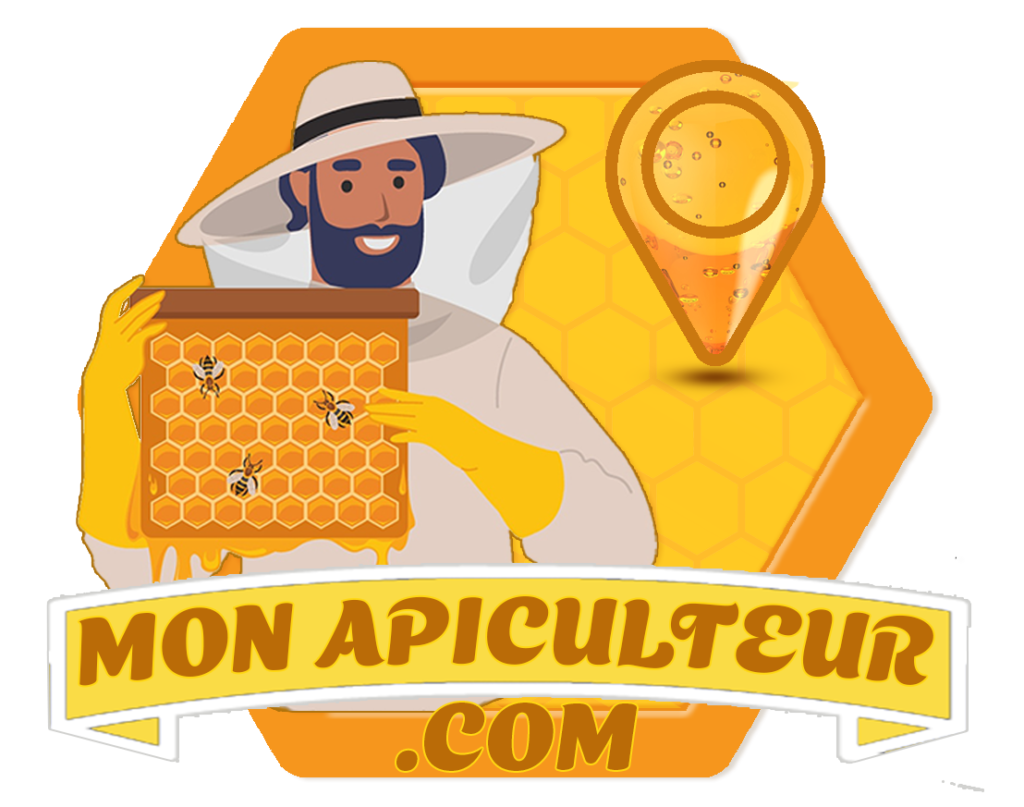 logo trouver un apiculteur près de chez vous hexagonal